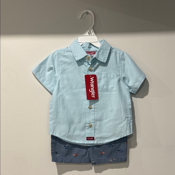 Wrangler Sky Blue Kids Button Down Shirt - Picture 1 of 2